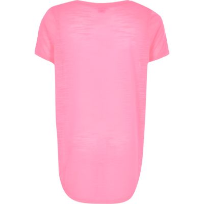 Girls fluro pink slogan print t-shirt